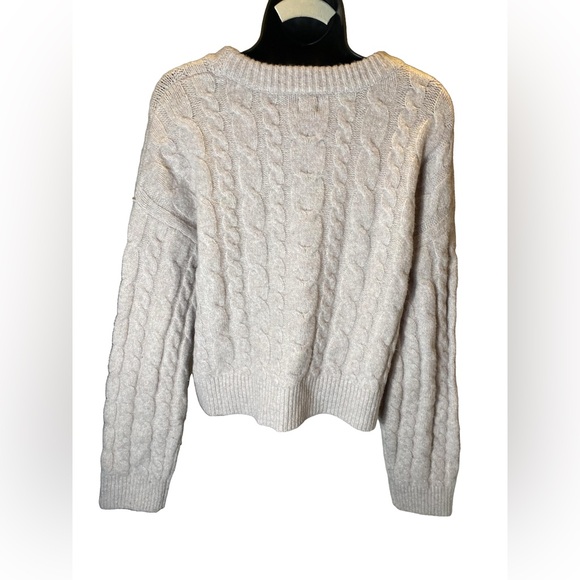 A New Day NWT Cozy cropped Cable Knit Sweater Heather - Cream size L - Picture 2 of 5